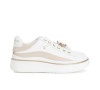 CAFèNOIR - Sneakers Donna in Pelle con Plateau 3 cm e Accessorio Smaltato, Scarpe Sportive con Lacci e Suola Morbida, Punta Tonda e Dettaglio Rimovibile