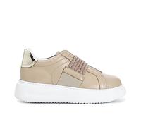 Cafe Noir Sneakers in Pelle con Accessorio STRASSE Elastici - C1DE1003 - Beige, 38