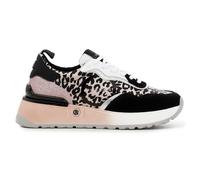 CafèNoir sneakers in tessuto animalier e camoscio colore Nero