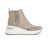 CAFèNOIR - Tronchetto da Donna Nocciola in Pelle e Camoscio, Inserti in Nylon, Stivaletto con Elastici Laterali e Fussbett Interno, Scarpa Casual Comoda