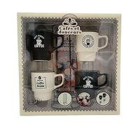Cafés et douceurs: Coffret avec 4 tasses, 1 support de rangement et 1 livre de recettes