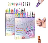 Cafeteriap 12 Colors Nail Art Pens Set,2026 New DIY Nail Art Markers for Gel Nails,3D Nails Polish Pen for Art Drawing Painting Point Dotting Manicure Tools (2set (24pcs))