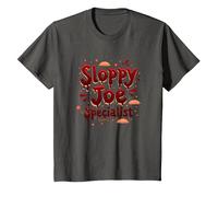 Cafeterias Sloppy Joe Specialist, Divertente Regalo per Amanti del Cibo Maglietta, Bambini, Asfalto, 8 Anni