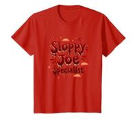 Cafeterias Sloppy Joe Specialist, Divertente Regalo per Amanti del Cibo Maglietta, Bambini, Rosso, 10 Anni