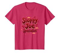 Cafeterias Sloppy Joe Specialist, Divertente Regalo per Amanti del Cibo Maglietta, Bambini, Rosso mélange, 6 Anni