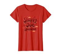 Cafeterias Sloppy Joe Specialist, Divertente Regalo per Amanti del Cibo Maglietta, Donna, Rosso, S