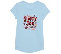 Cafeterias Sloppy Joe Specialist, Divertente Regalo per Amanti del Cibo Maglietta, Ragazze, Celeste, L