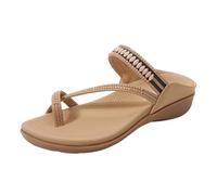 CAFETU Sandali da donna alla moda: sandali alla moda con cinturino elastico alla caviglia, comodi sandali da donna a punta aperta estivi per passeggiate e spiaggia, Albicocca, 35 EU