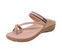 CAFETU Sandali da donna alla moda: sandali alla moda con cinturino elastico alla caviglia, comodi sandali da donna a punta aperta estivi per passeggiate e spiaggia, Rosa, 39.5 EU