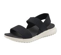 CAFETU Sandali da passeggio da donna, comodi, con cuscinetto d'aria, cinturino elastico alla caviglia, punta aperta, sandali con plateau, scarpe estive, nero, 41 EU