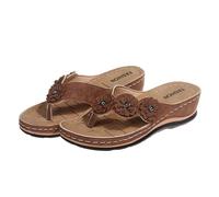 CAFETU Sandali da spiaggia da donna, ciabatte infradito, resistenti all'acqua, suole con presa bagnata e plantare modellato a compressione, Marrone, 39.5 EU