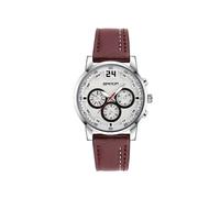 (Caffè) 5009 Orologio da uomo al quarzo impermeabile in pelle casual con tre occhi e sei aghi, alla