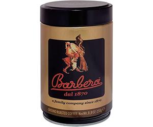 Caffè Barbera - Barattolo Classica 250 gr di Caffè in Grani - Miscela Chicchi di Caffè 5 Origini - Intenso