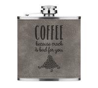 Caffè Because Incrinarsi È Bad Per You 170ml Simil Pelle Hip Flask Grigio Funny
