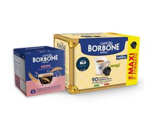 CAFFÈ BORBONE 154 Capsule Compatibili con le Macchine a marchio Nescafè® Dolce Gusto® - Kit Assortito: 90 Miscela Blu Espresso + 64 Orzo Solubile (4 Confezioni da 16) - Set Espresso e Orzo