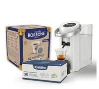 CAFFÈ BORBONE Bluemoon Macchina da Caffè a Cialde (Bianco, Macchina + Cialda Blu + Kit Ecologico)