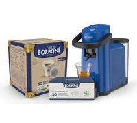 CAFFÈ BORBONE Simplymoon Macchina da Caffè a Cialde (Blu, Macchina + Cialda Blu + Kit Ecologico)