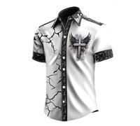 Caffè Camicia Halloween Uomo a Maniche Lunga Camicia Divertente Stampa Pipistrelli Zucche e Fantasmi Hawaiano Maglietta con Bottoni Camicia da Spiaggia Casual Vintage per Carnevale M L Festa Blu Scuro