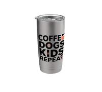 Caffè Cani Bambini Ripetere Divertente Genitore Esausto, Pet Mamma Papà Bicchiere termico in acciaio inox doppia parete