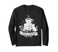 caffè E Capitoli Cat Book Amante Lettura caffè Citazione Maglia a Manica