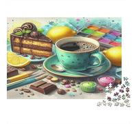 Caffè e Dessert Merenda Puzzle 1000 Pezzi Puzzle per Adulti Carta Gioco di Puzzle 1000 Pezzi Pausa Dolce Relax Decorazione Famiglia Regalo 52x38cm/1000pcs