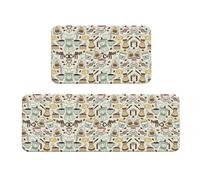 Caffè e Dolci Zucchero Cioccolato Stampa Ampio Tappetini da Cucina per Pavimento Cucina Mat 2 Set Comodo Stand Mats Casa
