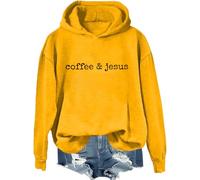 Caffè E Gesù Felpa Con Cappuccio Caffè E Gesù Camicia Religiosa Pasqua Cristiana Fede Felpa, Giallo, XXL