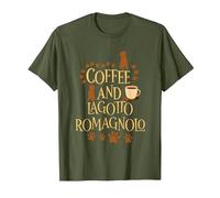 caffè e Lagotto Romagnolo Cani Padroni di Cani Maglietta, Uomo, Oliva, 3XL