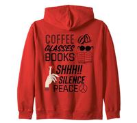 caffè e Lettura, Silenzio o Pace, Lettura di Libri Regali Felpa con Cappuccio