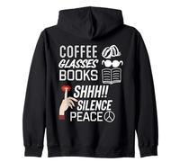 caffè e Lettura, Silenzio o Pace, Lettura di Libri Regali Felpa con Cappuccio