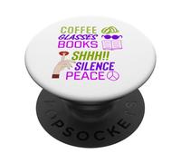 Caffè e lettura, silenzio o pace, lettura di libri regali PopSockets PopGrip Adesivo