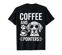 caffè E Puntatori Divertente Inglese Pointer Maglietta con Stampa Grafica Economica, Uomo, Nero, L