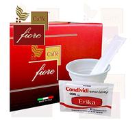 Caffè fiore 1 KIT 100 Accessori per la Consumazione di cialde e capsule caffè (Bicchierini, Zucchero e Palettine)