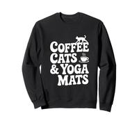 caffè Gatti e Yoga Mats Zen Vibes per Gli Amanti dei Gatti Felpa