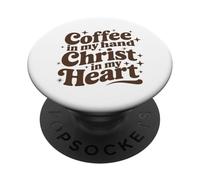Caffè & Gesù Cristo nel mio cuore Religioso Christian Girl PopSockets PopGrip Adesivo