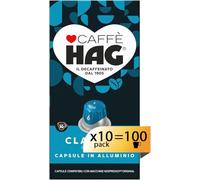 Caffè HAG Decaffeinato DEK Espresso Classico - 100 Capsule in Alluminio Compatibili con Macchine Nespresso - Intensità 6 -DD-