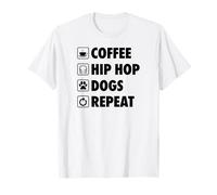 caffè Hip Hop Cani Ripetere la Vita Semplice Icone di Base Maglietta