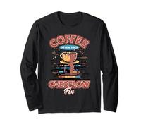 Caffè Il vero Stack Overflow Fix Dev Meme Maglia a Manica