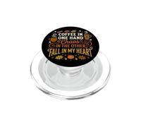 Caffè in una mano Caos nell'altra Citazione retrò autunnale PopSockets PopGrip per MagSafe