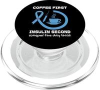 Caffè Insulina Umorismo diabetico Tipo 1 2 Diabete Nastro Blu PopSockets PopGrip per MagSafe