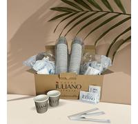 Caffè Iuliano Kit 400 Bicchierini da Caffè in Carta, Zucchero, Palettine bambu - Bicchierini da Caffe Riciclabili 100% - Bicchieri da Caffe in Carta Alta Qualità - Bicchieri monouso