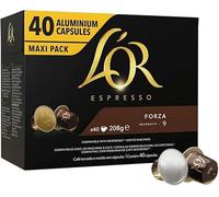 Caffè L'OR Espresso FORZA - 600 Capsule in Alluminio - Intensità 9 - Compatibili con Macchine Nespresso - 15 Confezioni da 40 -DD-