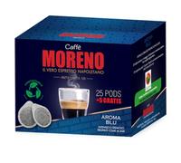 CAFFE' MORENO - Cialde Caffe Compostabili, Pack 25 + 5 extra, Miscela Blue Arome, Compatibili con Macchina Caffè Sistema ESE44mm, Cialda da 7g, Gusto Deciso e Toni Delicati