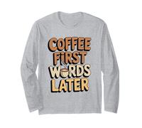caffè Prima Parole Dopo Divertente Caffeina Amante Mattina Citazione Maglia a Manica