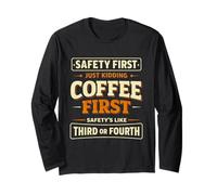 caffè Prima Sicurezza Terza Divertente Citazione Caffeina Maglia a Manica