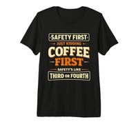 caffè Prima Sicurezza Terza Divertente Citazione Caffeina Maglietta Premium