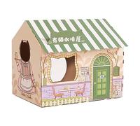 Caffè Scatola Tiragraffi per Gatti, Casetta Reversibile con Cuscinetti Durevoli e Antigraffio Ondulato Riciclabile