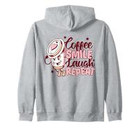 Caffè Sorriso Ridere Ripeti Carino Retro Tazza di Caffè Cartoon Divertente Felpa con Cappuccio