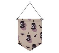 Caffè Spooky Black Bat Halloween decorazioni di Halloween appeso banner in tessuto con asta telescopica bandiera banner appeso decorazioni per interni, feste all'aperto suministros para fiesta de a?o