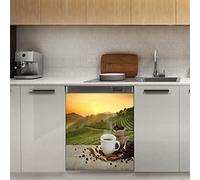 Caffè Sunrise Lavastoviglie Magnete Copertura Farm Field Magnetico Decorazione Pannello Stiker per Frigorifero Cucina Decorazione Porta, 58,4 x 66 cm
